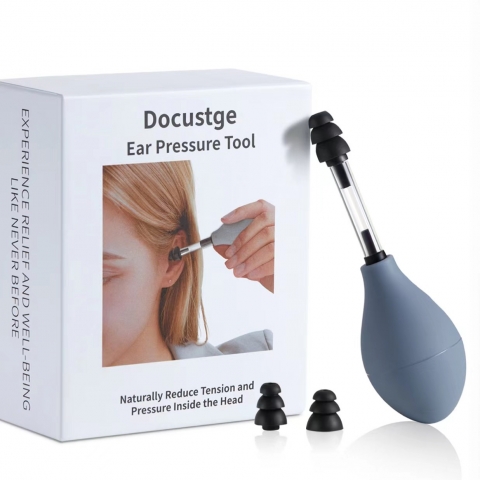 Ear Pressure Relief Suction Device, Migraine and Headache Relief Products, Airplane Ear Pressure Relief Through Inner Ear Pressure Balance, Reduces Tension, wih 3 Sizes of Earplugs